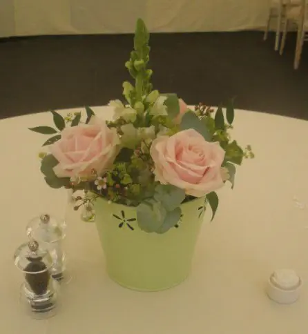 Rose Table Arrangement in Bucket