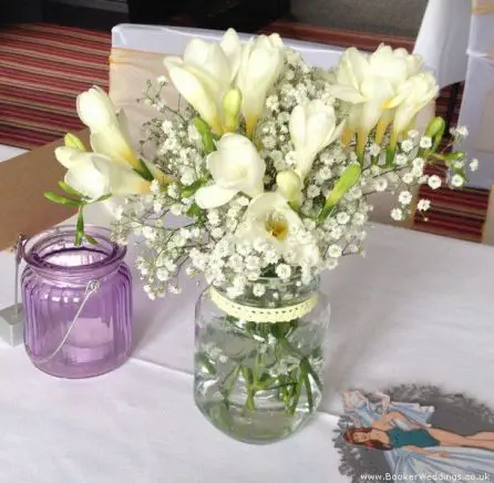 White English Country Garden Jars of Flowers for Tables