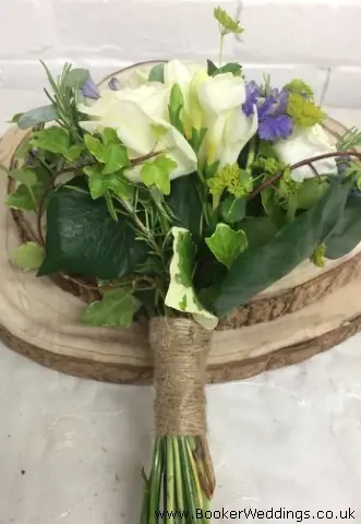 Bridesmaid Hand Tied Roses Lissi Freesia Scabiosa and Ivy