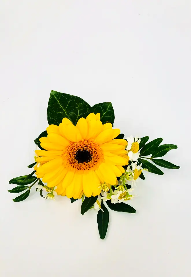 Yellow Gerbera and Tanacetum Buttonhole
