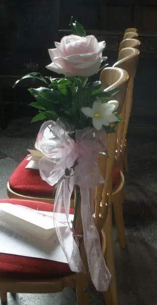 Rose and Freesia Pew End