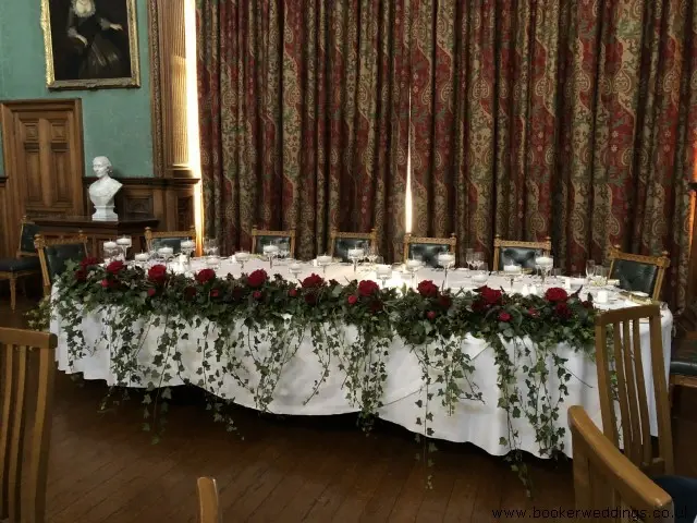 Top Table Garland with Red Roses and Ivy