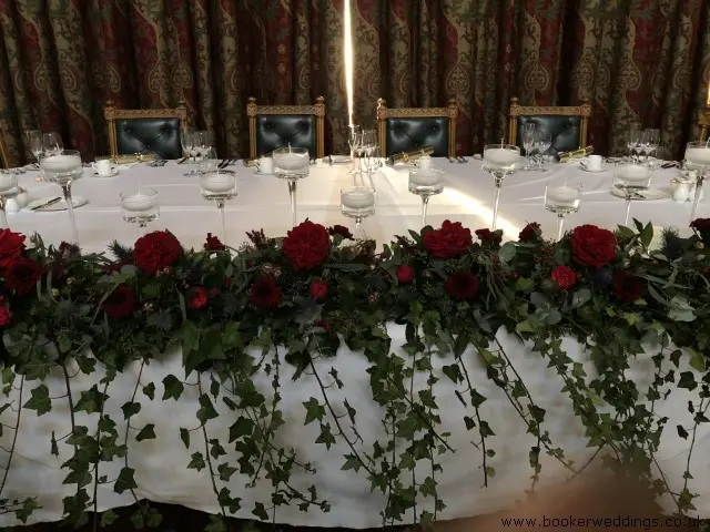 Top Table Red Rose and Ivy Arrangement