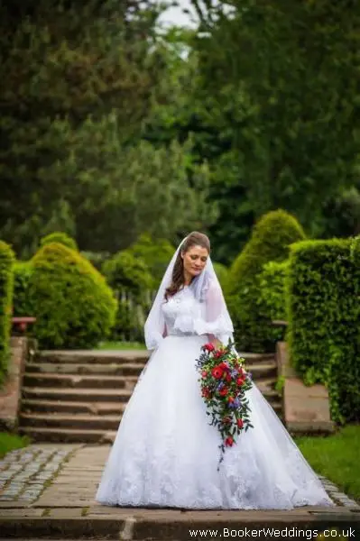 Bridal bouquet in red and blue for an Armed Forces connection