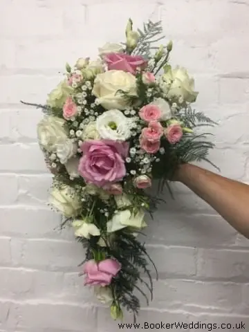 Bride Wedding Flowers Pink and White Roses With Gypsy Grass