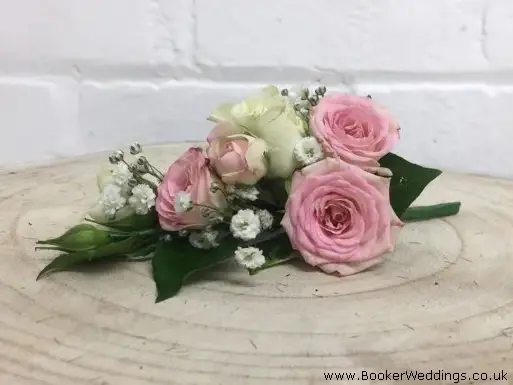Pin Corsage Spray Roses And Gyp In Pink And White