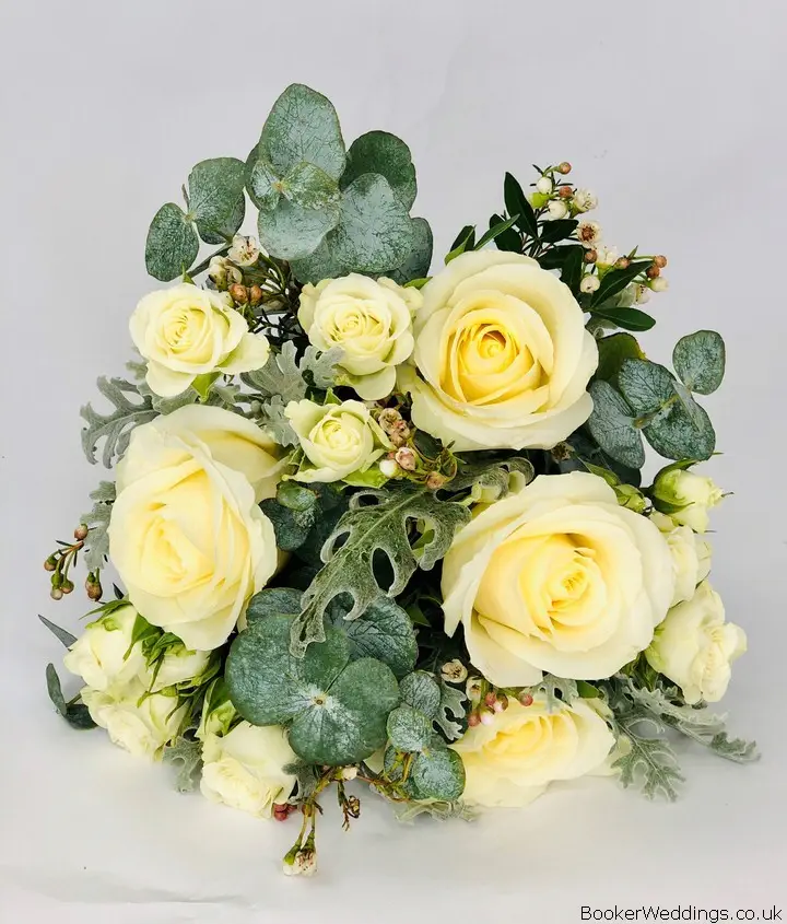 Bridesmaid White Rose and Foliage Bouquet