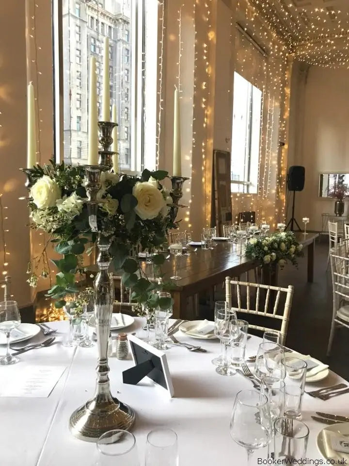 Tall Table Arrangements in White and Green