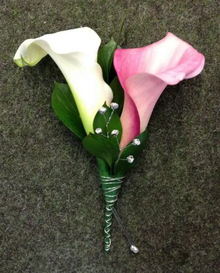 Pink and White Calla Corsage