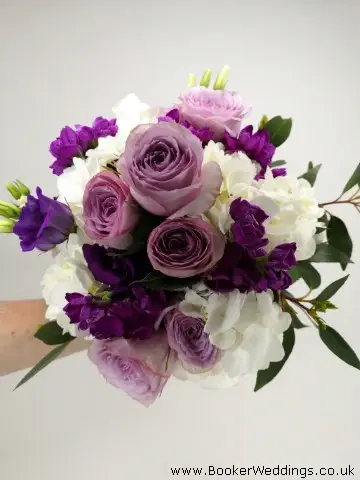 Bride White Lilac and Purple Hand Tied Bouquet