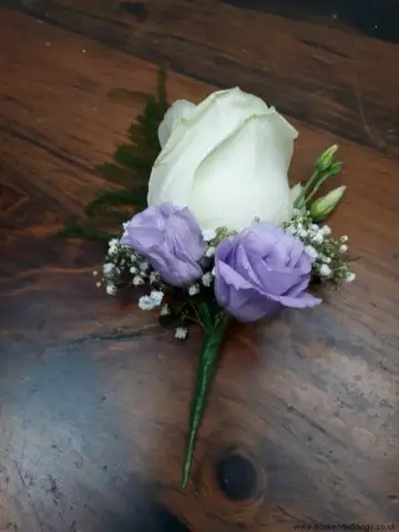 Fancy Groom Buttonhole in Lilac and Cream