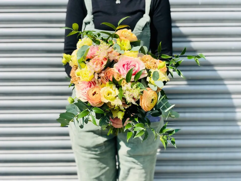 Natural Handtied Bouquet with Pretty Pastel Flowers