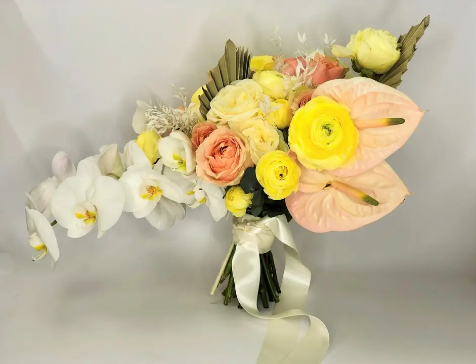 Orchid and Anthurium Modern Bridal Bouquet