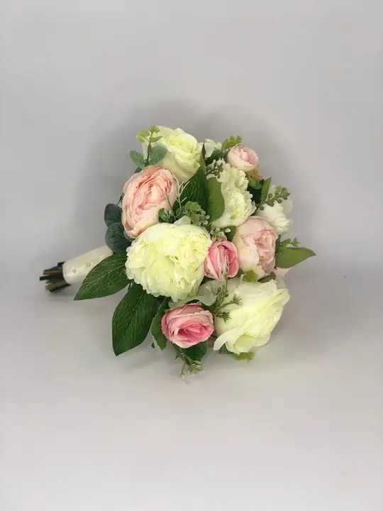 Pink and White Silk Flower Brides Bouquet
