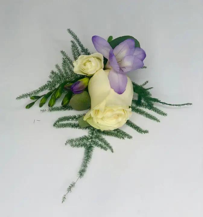 Spring White and Lilac Buttonhole for Wedding