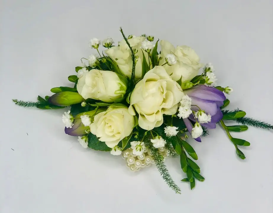 White Rose and Lilac Wrist Corsage