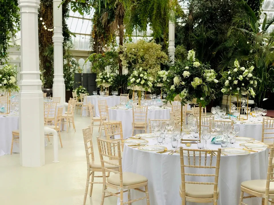 White and Green Arrangements at The Palm House