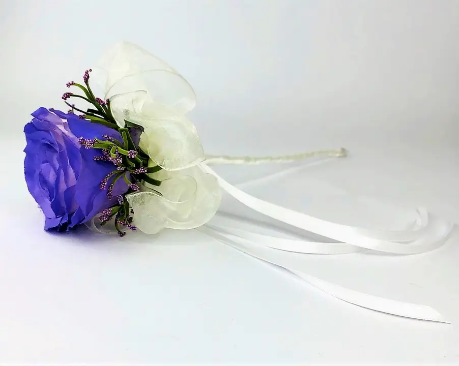 Artificial Flower Wand with Purple Rose