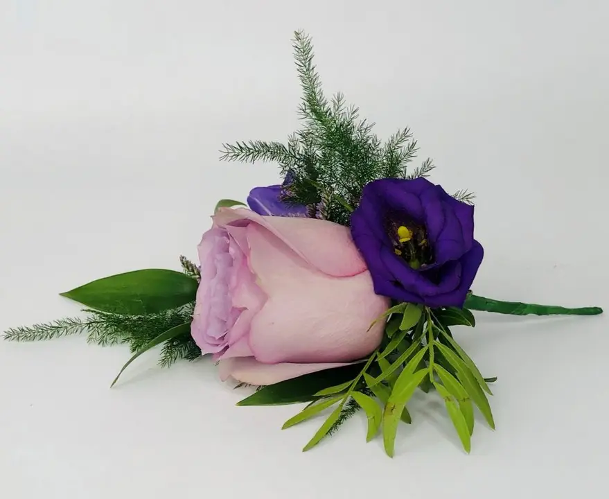 Lilac Rose and Purple Flower Boutonniere