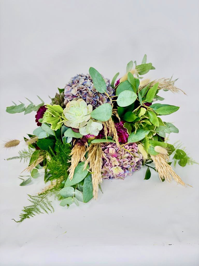 Modern Handtied for Summer Bride with Hydrangeas and Euc