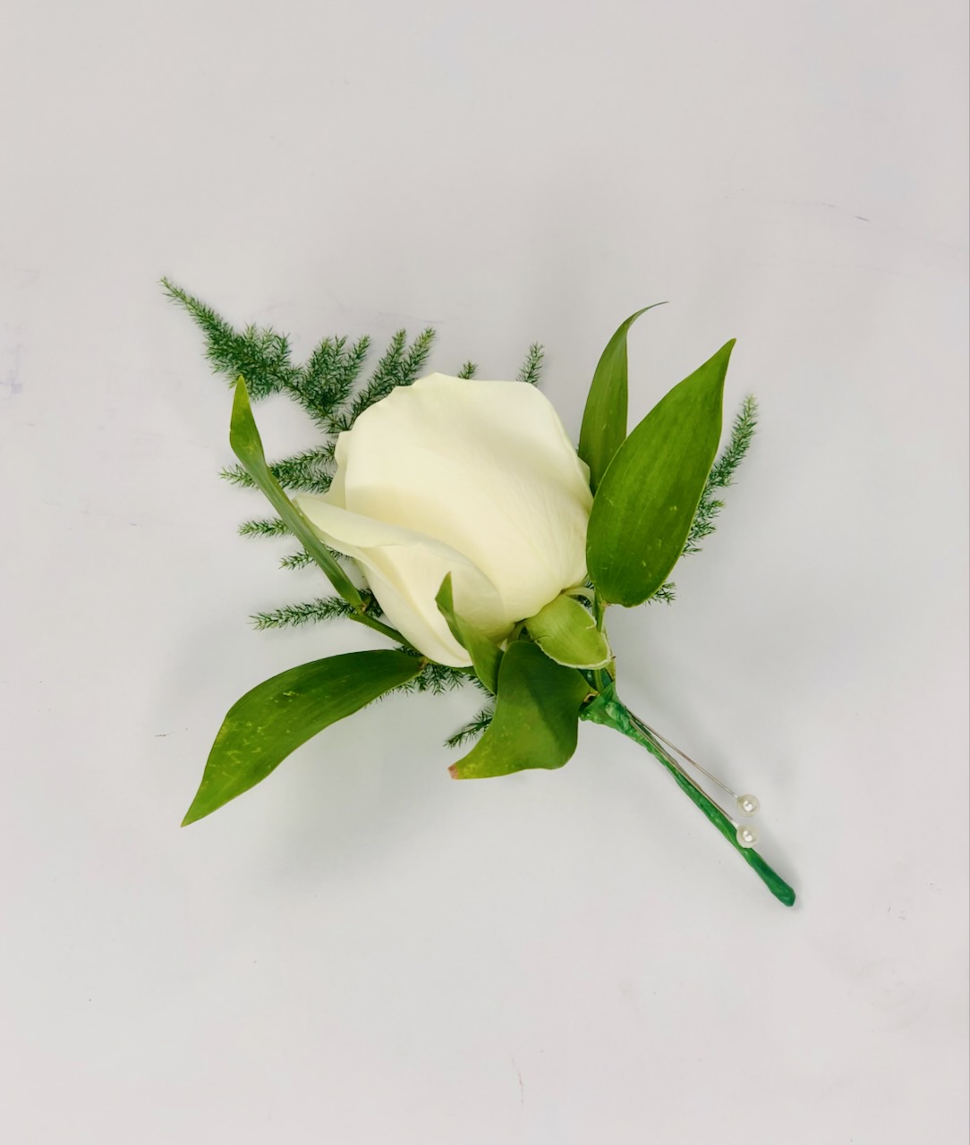 Rustic White Rose Buttonhole for Guest
