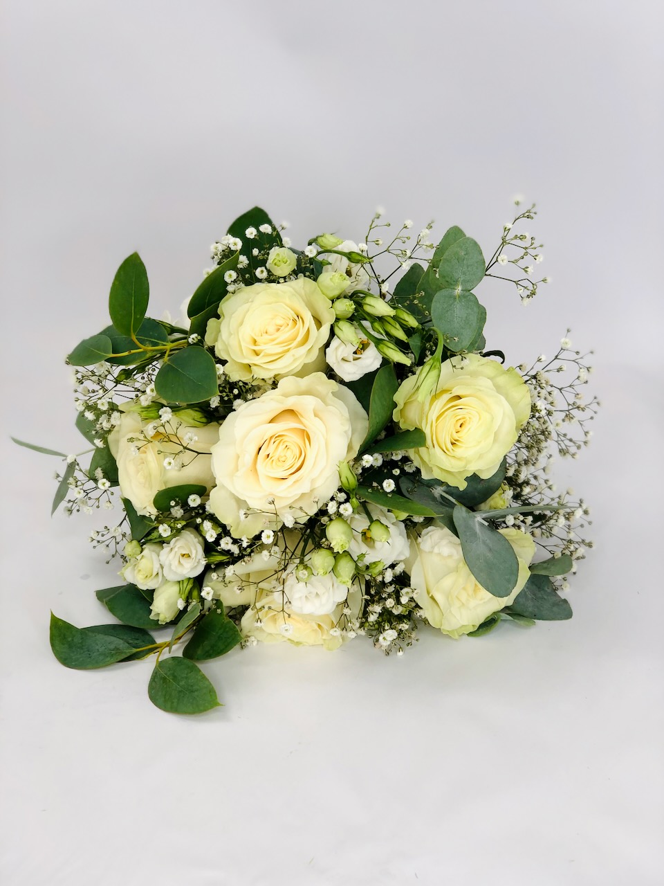 White Rose and Lisianthus Bridesmaid Handtied