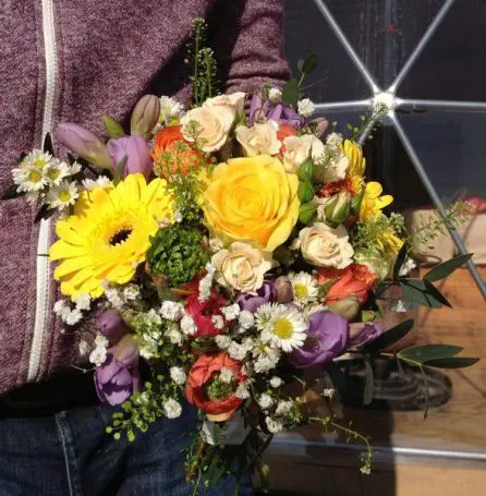 Multicoloured country style bridesmaid bouquet