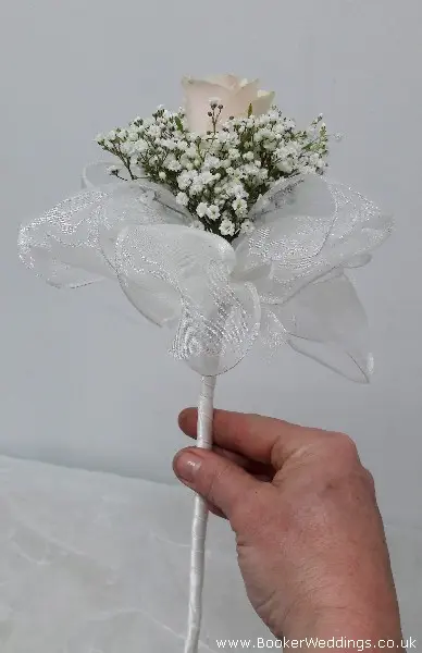 Flower Girl Rose and Gypsophila Wand Rose Gold Wedding