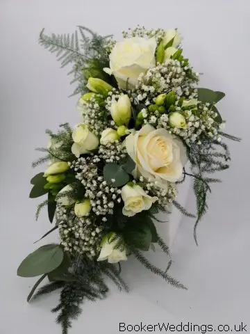 White Rose and Freesia Fresh Flower Cake Topper