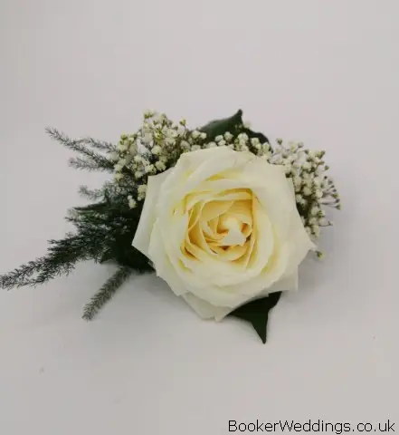 White Rose and Gyp Groom Buttonhole