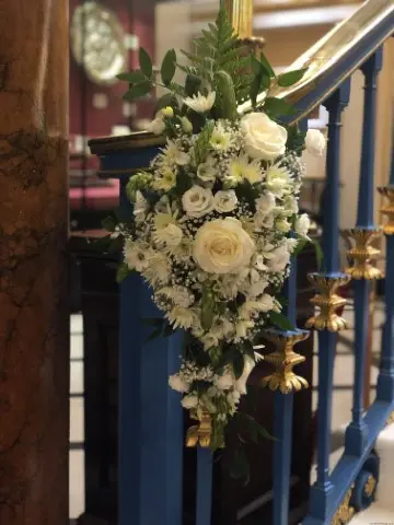 White Flowers Decorating Stairs
