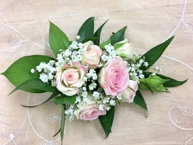 Pink and White Rose Wedding Corsage for Mother of the Bride