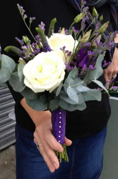Purple and White Bridesmaid Bouqeut  - Side