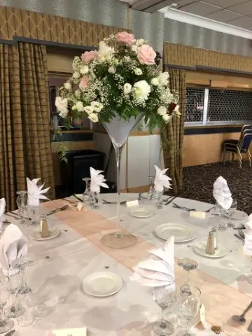 Tall Martini Glass Table Arrangements for Summer Wedding