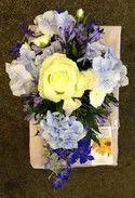 White Rose Blue Hydrangea Blue Delphinium Bridesmaid Shower Bouquet