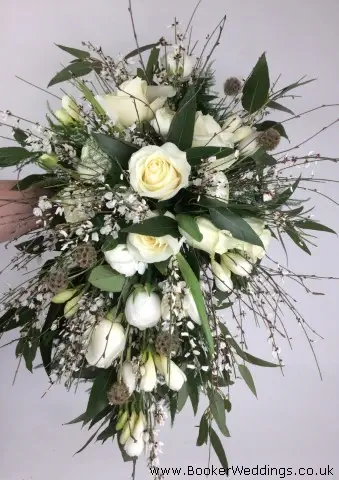 Cascading White And Green Bride Bouquet