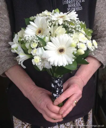 Black and White Gerbera Bridesmaid Bouquet - Side View