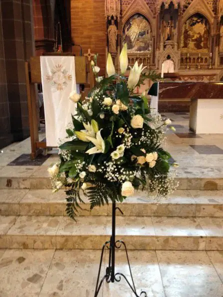 Peach Rose Pedestal Arrangement 2