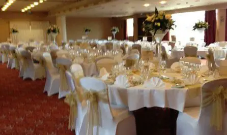 Peach Rose and Lily Martini Glass Table Arrangement - Room View