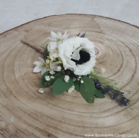 Buttonhole For Groom For Wild Wedding Of Lissianthus Eryngium And Gyp