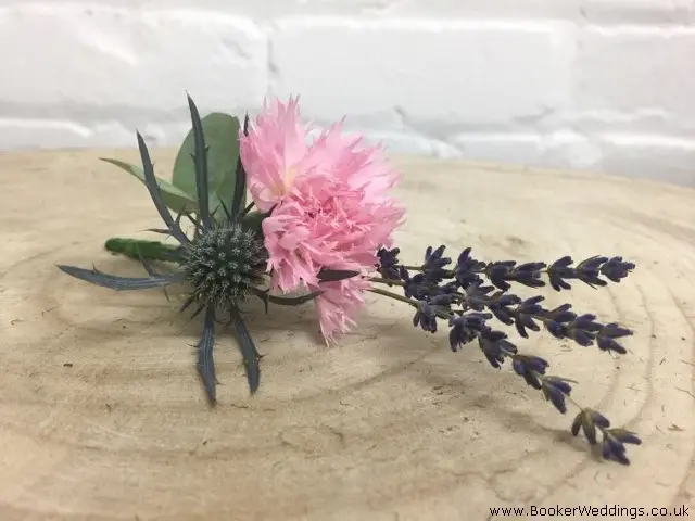 Pink Carnation and Lavender Buttonhole