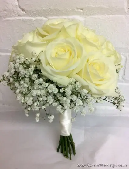 Cream rose and gypsy grass bridesmaid bouquet_side