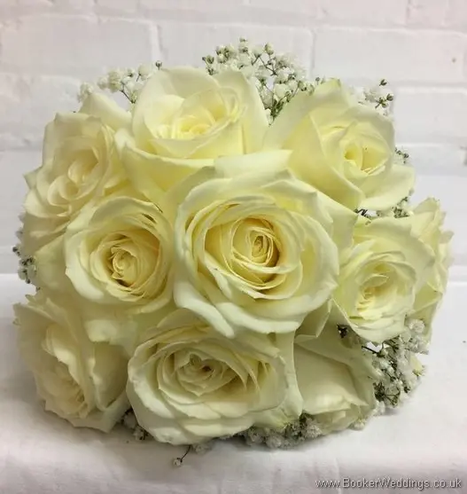 Cream rose and gypsy grass bridesmaid bouquet_top