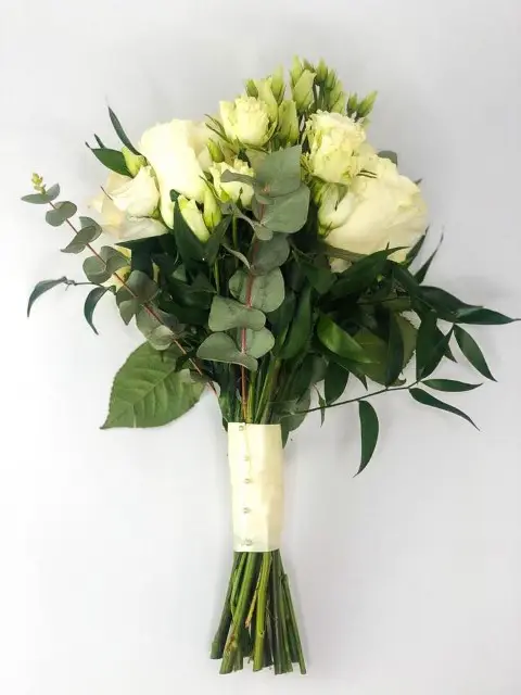 White Rose and Lisianthus Bridesmaid Handtied