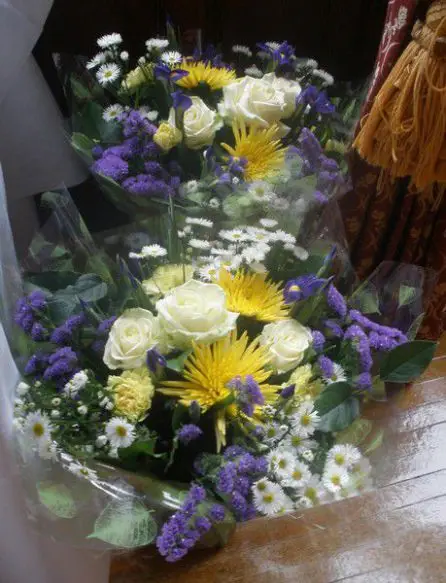 Yellow and Blue Table Thank You Bouquets