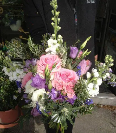 Pink Lilac and Cream Country Style Brides Bouquet top