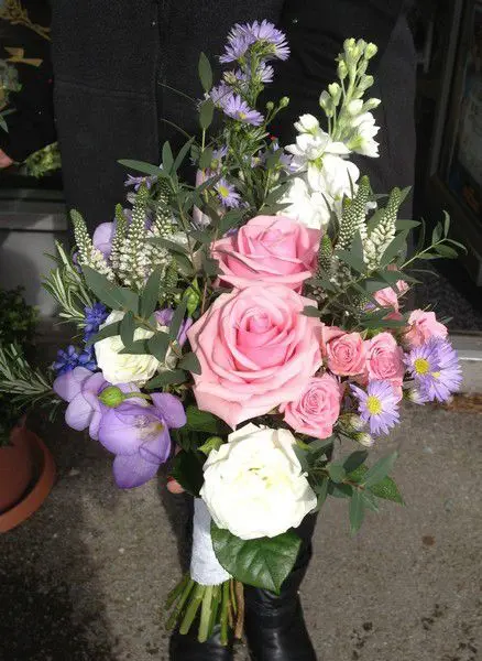 Pink Lilac and Cream Country Style Bridesmaids Bouquet