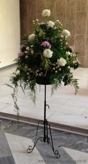 Cream and Blush Pink Pedestal Arrangements in Metropolitan Cathedral