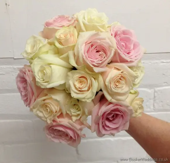 Ivory White and Blush Pink Rose Hand Tied Bridal Bouquet