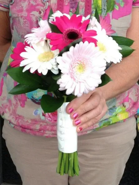 Pink and White Gerbera Bridesmaid Bouquet - Side